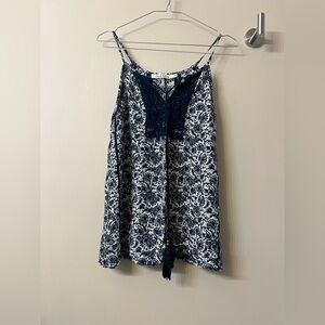 Solitaire - Navy blue paisley BOHO tank size medium